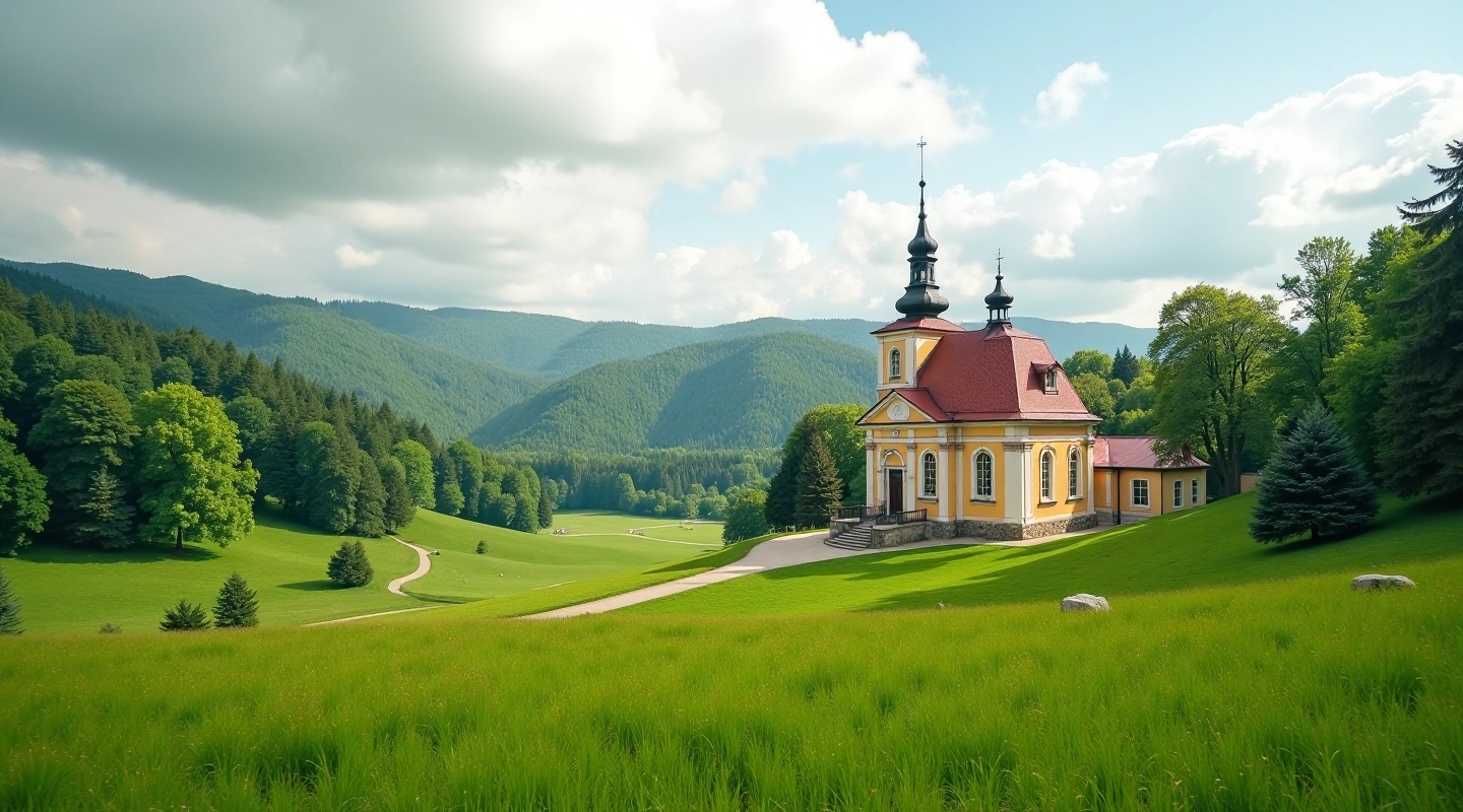 Barokní kaple v krajině Broumovska s historickou architekturou
